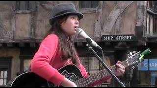 Young Girl Busking In Oxfords Cornmarkey Street,When Oxford Had Lots Of Buskers.