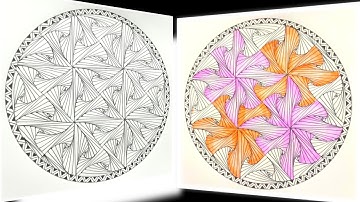 How to draw a Complex Zentangle Paradox in Circle / Zentangle Pattern for Beginners