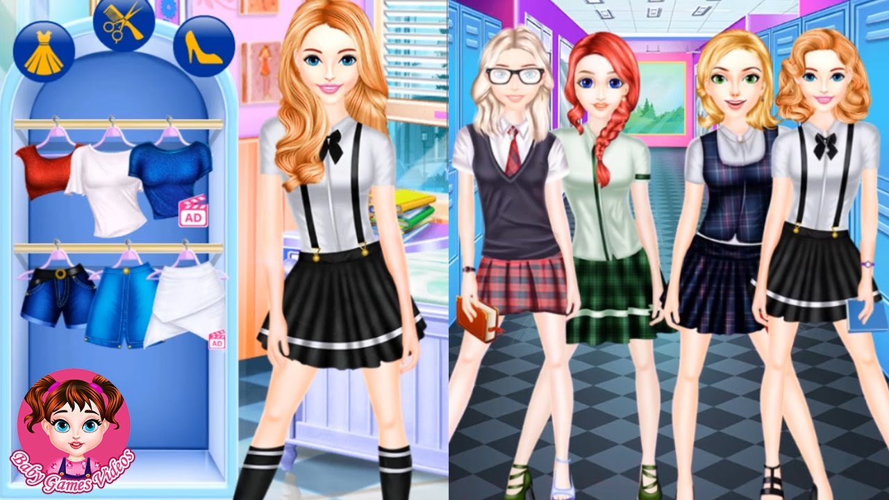 Girls School Fashion - Dress Up Games - Baby Games Videos