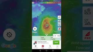 مسار إعصار لبان حسب برنامج Windfinder