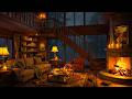 Smooth Jazz In Cozy Cottage Ambience Heavy Night Rain Fireplace Sounds For Relaxation Sleep 