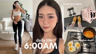 Productive days in my life | 6AM morning routine, home alone, moving updates, gym routine, new hair