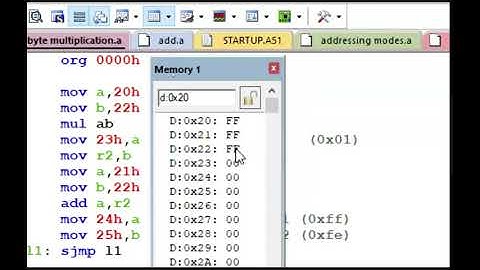 Assembly Language Program & Simulation of 8051 Unsigned Multibyte Multiplication in KEIL IDE (0.15)