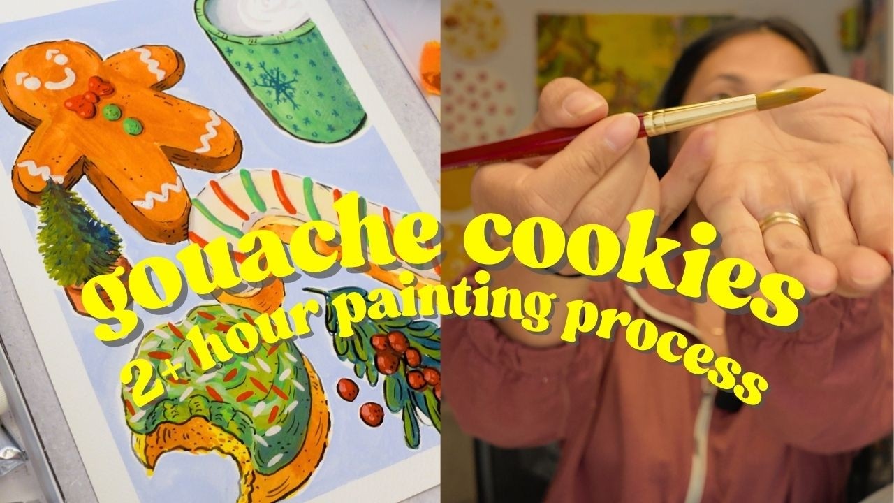 2+ Hour Paint with me | sugar cookies and gingerbread man with gouache