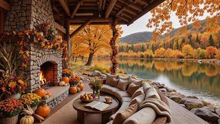 Relax by a Cozy Autumn Lake 🍂 Soft Piano Music, Crackling Fire To Start A New Day