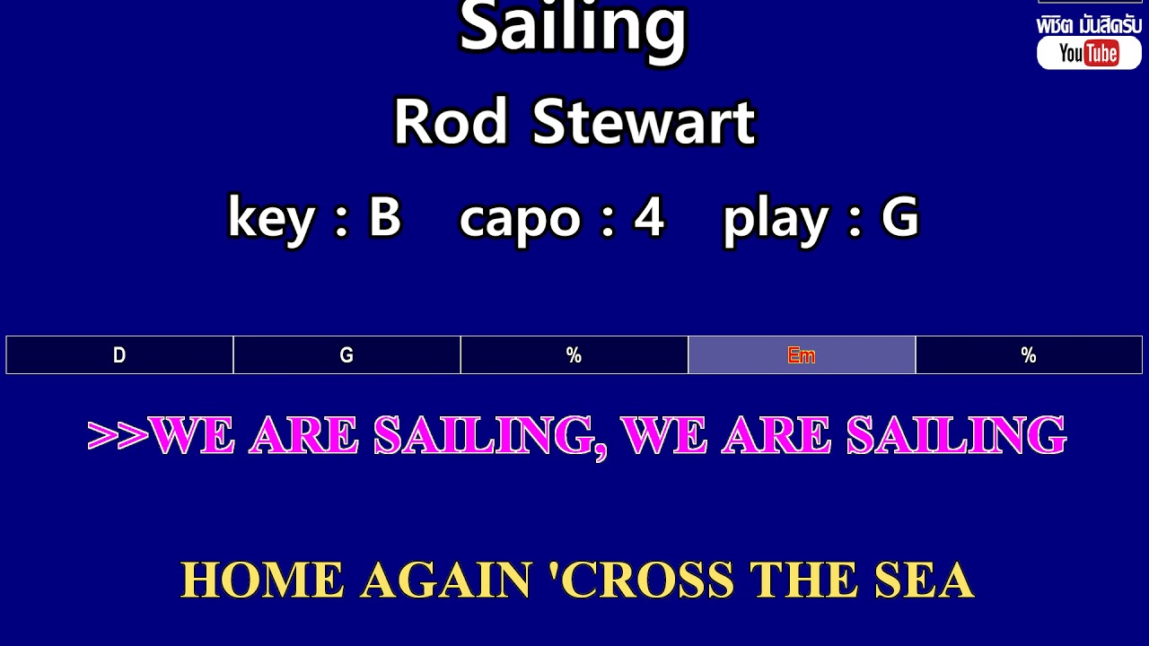 Sailing Rod Stewart (Karaoke & Easy Guitar Chords) Key B Capo 4