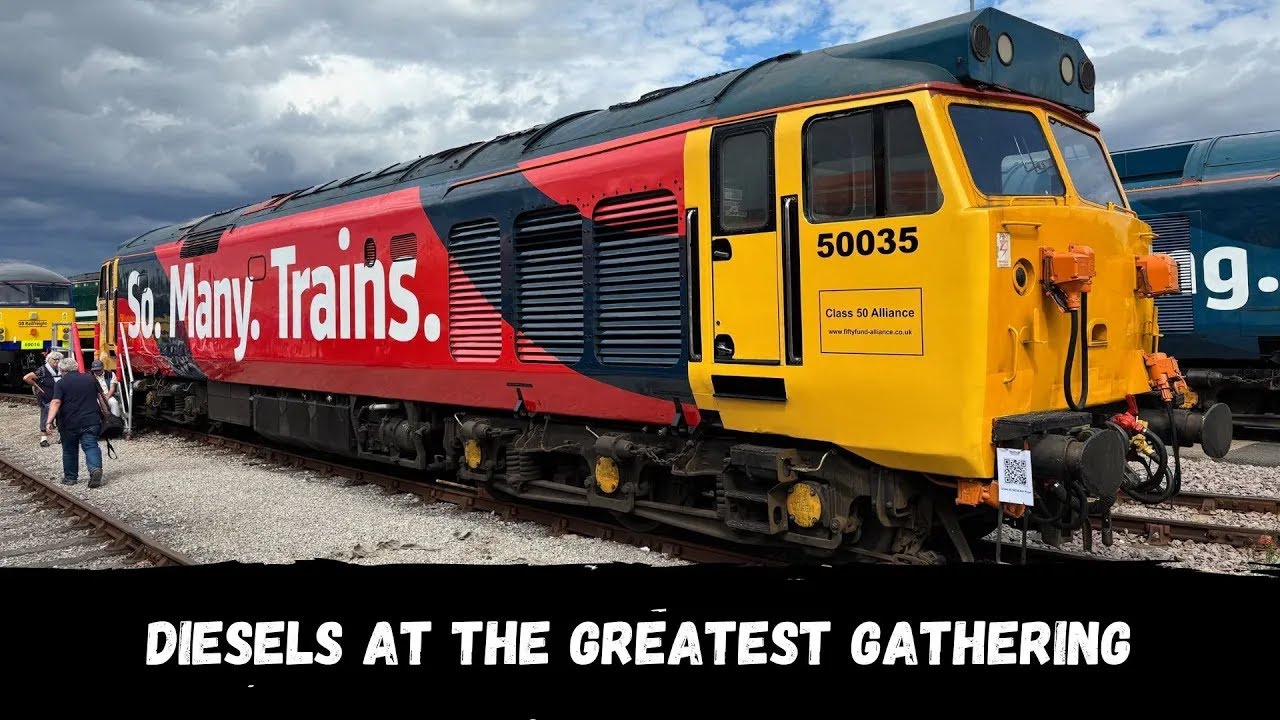 Diesel lineup at The Greatest Gathering - Class 37's, 50's, 55 Deltic all the way to 68's!