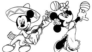 Mickey and Minnie Mouse are dancing Drawing Easy, Mickey Minnie Mouse Drawing and Coloring for Kids