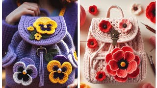 beautifull  crochet backpack with wool #creative #knitted #crochet