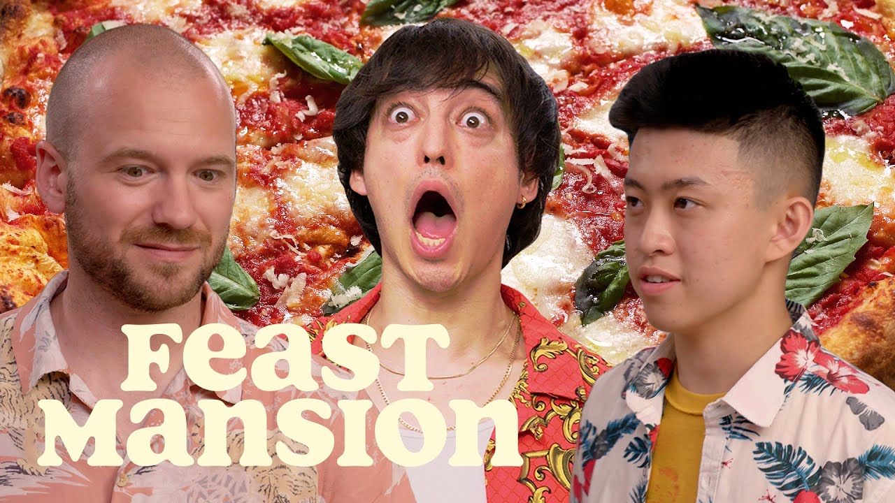 Joji and Rich Brian Make Pizza and Hot Sauce with Sean Evans (Part 1) | Feast Mansion | First We Feast