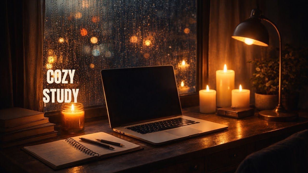 Cozy Night Study Desk ☔ Rain Sounds for Deep Focus (1 HOUR)