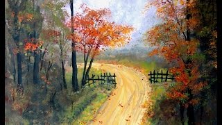 paintings acrylic simple painting brad simpson tutorial beginner autumn tutorials beginners easy landscape paint fall canvas trail paints artwork