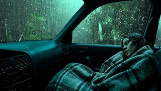 Som de Chuva Forte e Trovões no Carro na Floresta Tropical a Noite para Adormeça Rápido em 3 Minutos