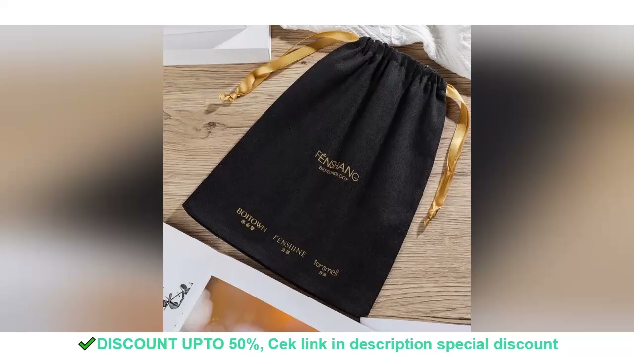 50pcs Customized Luxury Recyclable Cotton Muslin Drawstring Bag Big Twill Cotton Sack for Dust Trave
