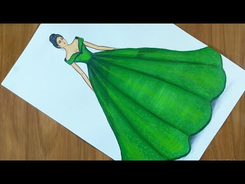 Dress drawing on a girl | fashion illustration drawing step by step