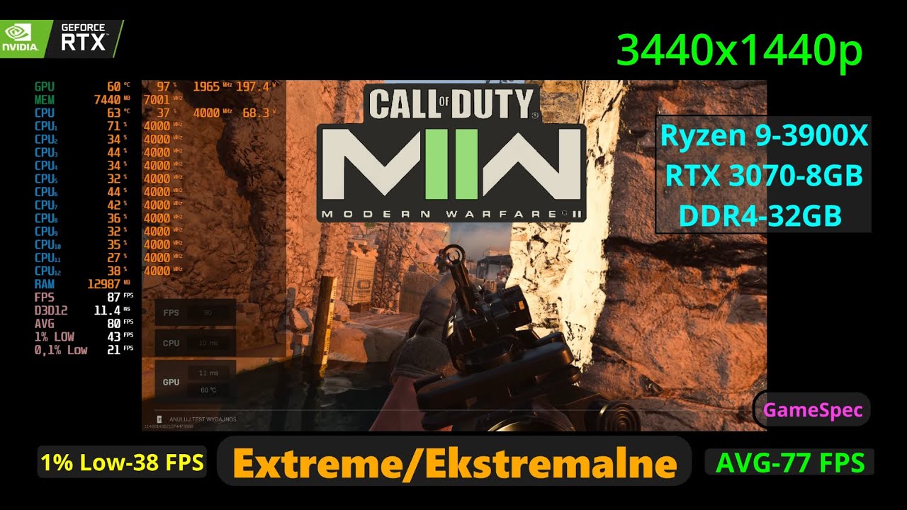 RTX 3070 (8GB) | Ryzen 9-3900X | 3440x1440p | DDR4-32Gb | COD MW