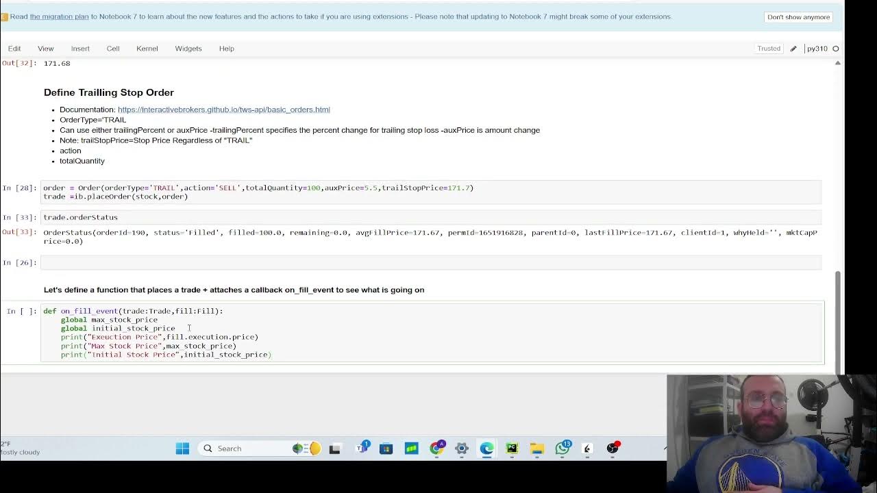 Trailing stop orders with interactive brokers api in python youtube