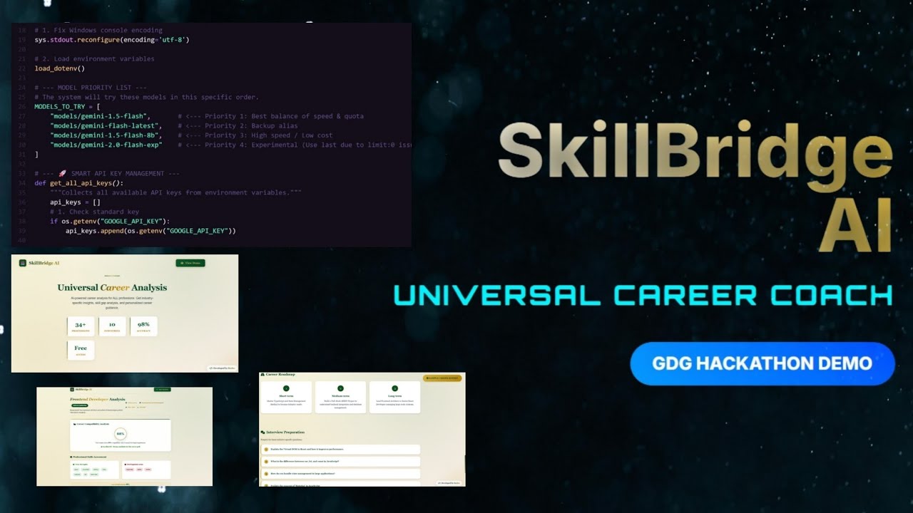 SkillBridge AI - Universal Career Coach | GDG NIST Hackathon Demo - YouTube