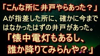 【修羅場 衝撃】【恐怖体験】「んー、あんさ、こんな所に井戸やらあった？」「誰か降りてみらんや？」 一番小柄だった俺が降りることになった。