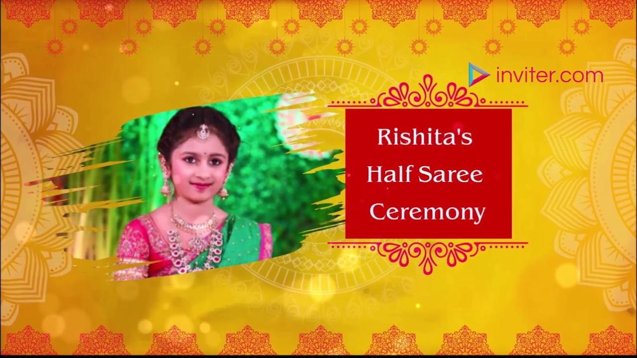 Half Saree Ceremony Video Invitation | Voni Function | Inviter Video  Invitations - YouTube