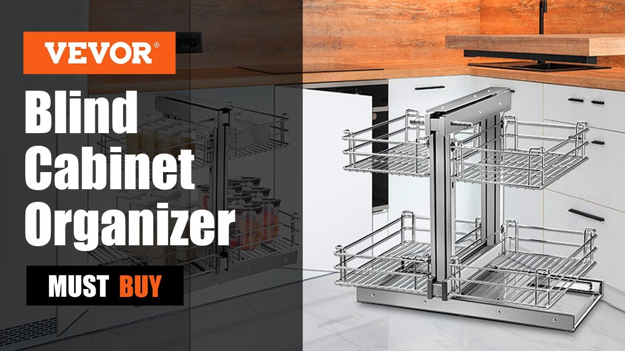 VEVOR Pull Out Blind Corner Cabinet, Opening Chrome Soft Close Blind Corner with Four Shelf