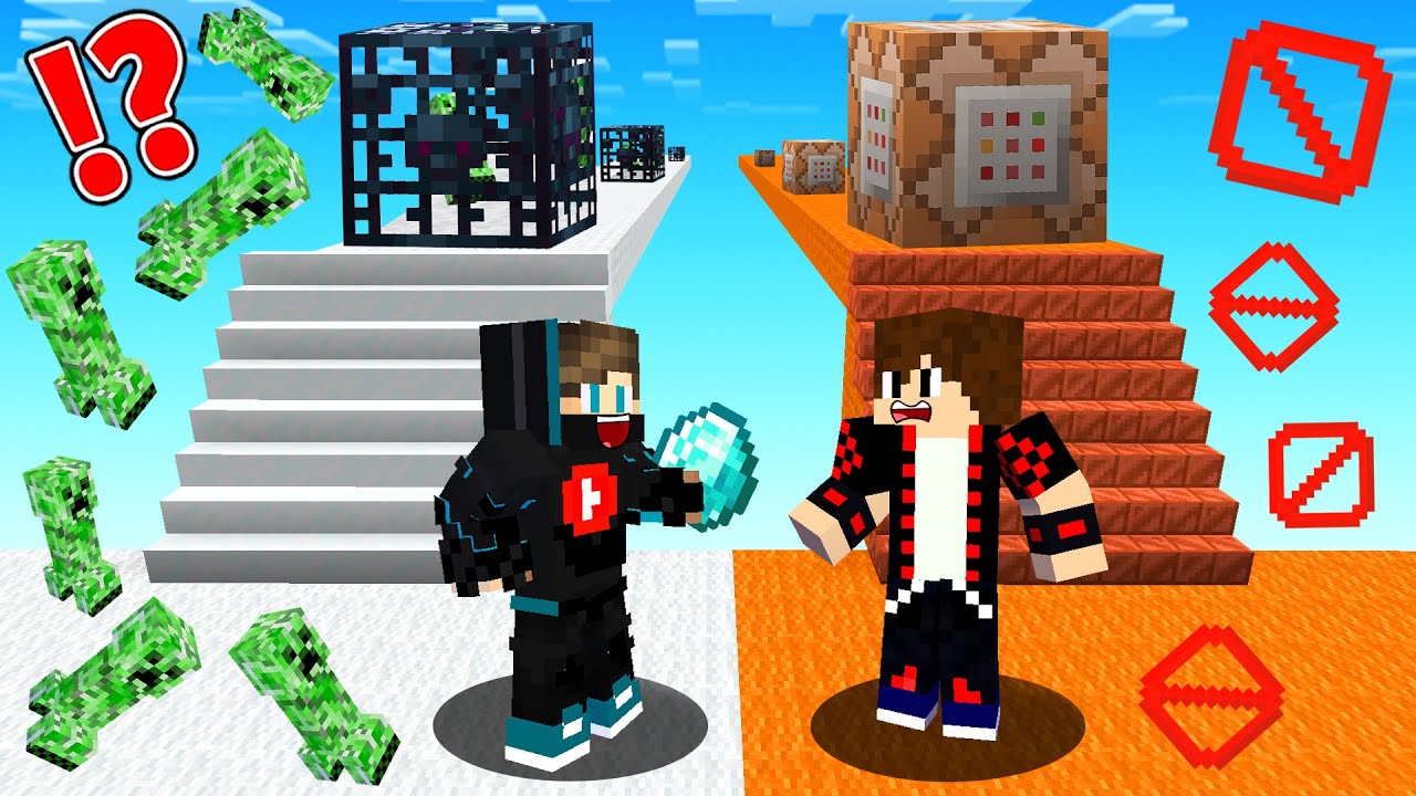 ماين كرافت : حرب طريق الحظ و لكن طريق الكومند بلوك ضد طريق السبونر !!؟ 😱🔥