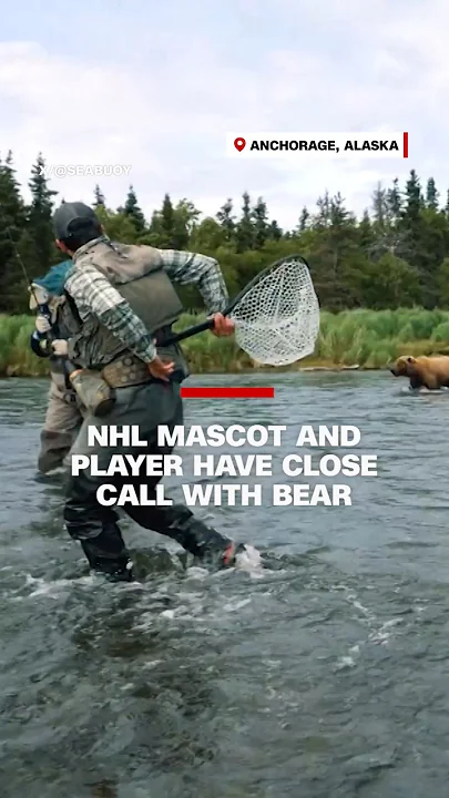 NHL mascot and player have close call with bear