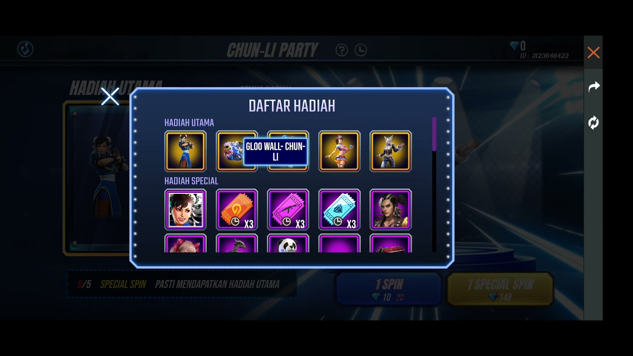 Street fighter gloo wall skin today event free fire