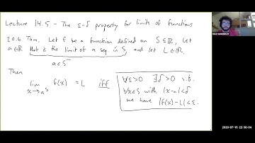 Lecture 14.5 - The Epsilon-Delta Property for Limits of Functions