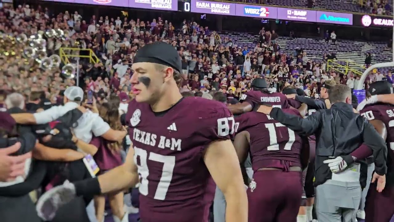 Fightin' Texas Aggie Band, Football Team & fans celebrate 49.25 win vs LSU @Tiger Stadium 10.25.25 