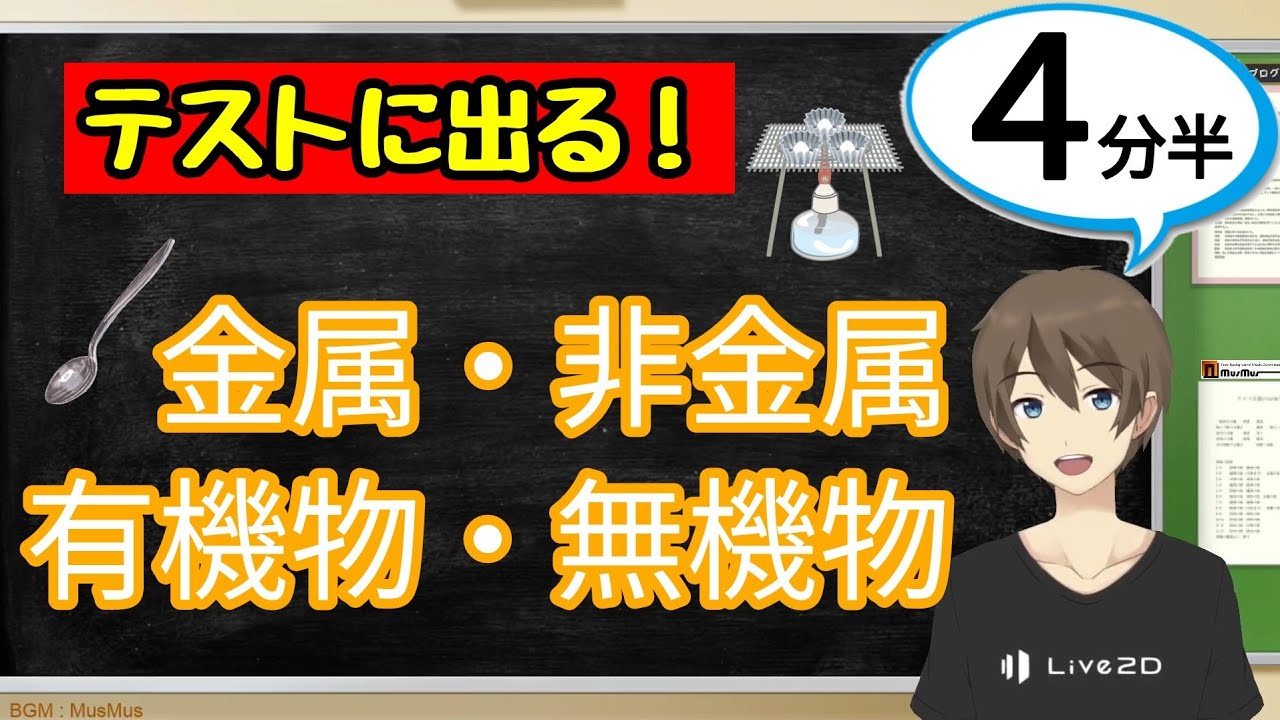 金属 非金属 有機物 無機物 物質の分類 中1理科わかりやすい授業動画 Youtube 金属 非金属 有機物 無機物 物質の分類 中1理科わかりやすい授業動画 Youtube