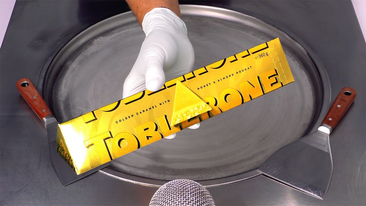Candy ASMR XXL Toblerone Golden Caramel Ice Cream Rolls Chocolate