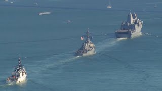 Chopper video of San Francisco Fleet Week Parade of Ships