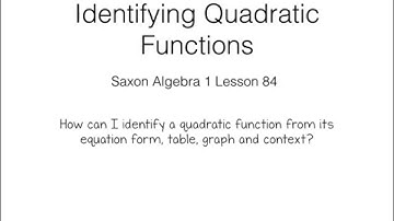 Identifying Quadratic Functions - Equation, Graph, Table, and Context