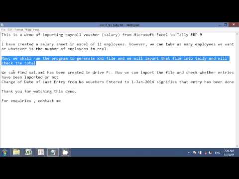 Excel to Tally Video