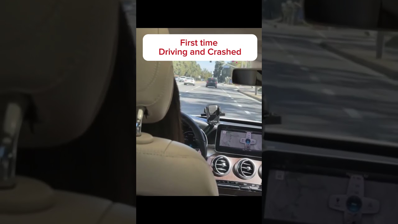 First Time Driving Ends in a Crash 😬🚗 