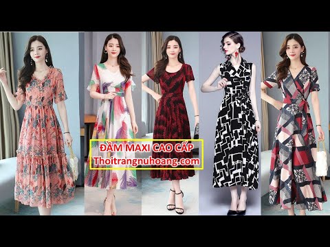ĐẦM MAXI | Đầm Voan Trung Niên dạng xòe dáng dài | Thời trang trung niên U30, U40, U50 mặc đẹp