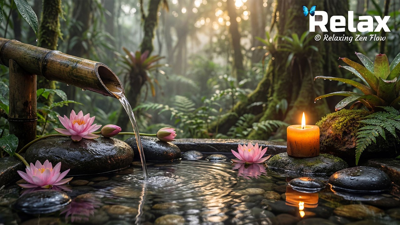 Relaxing Piano with Gentle Water Flow 🌿 Deep Focus & Sleep Music