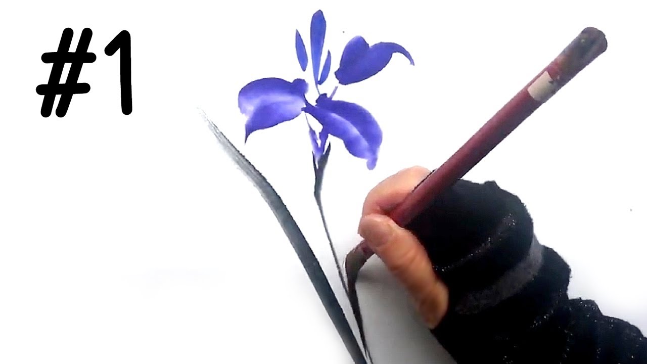 水墨画 ミュージック アヤメを描く Youtube