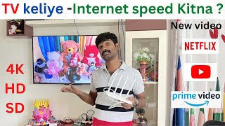 smart tv keliye internet speed kitni honi chahiye || internet speed for smart tv video streaming ||