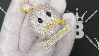 No Snitching Face CZ Hip Hop Gold Bling Bling Pendant | 3D Iced Out Jewelry K22075G screenshot 5