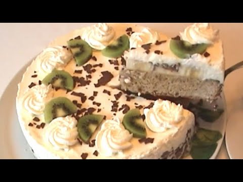 Video: Wie Man Kiwi-Hüttenkäse-Torte Mit Bananen Macht