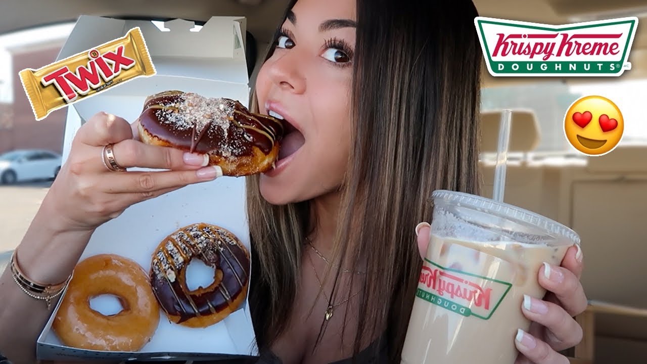 KRISPY KREAMES NEW TWIX STUFFED DONUTS MUKBANG!