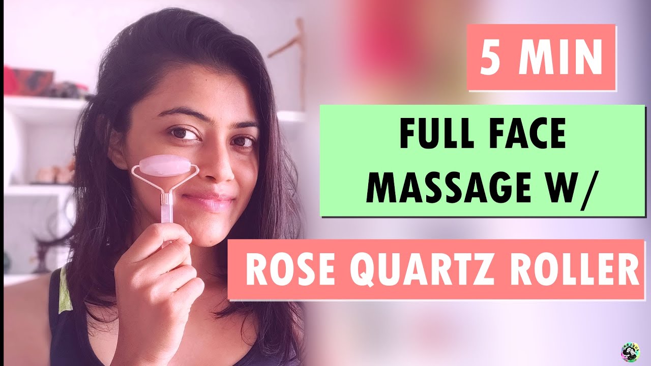 FULL FACE TONING & MASSAGE W/ ROSE QUARTZ ROLLER FACE MASSAGE TOOLHOW
