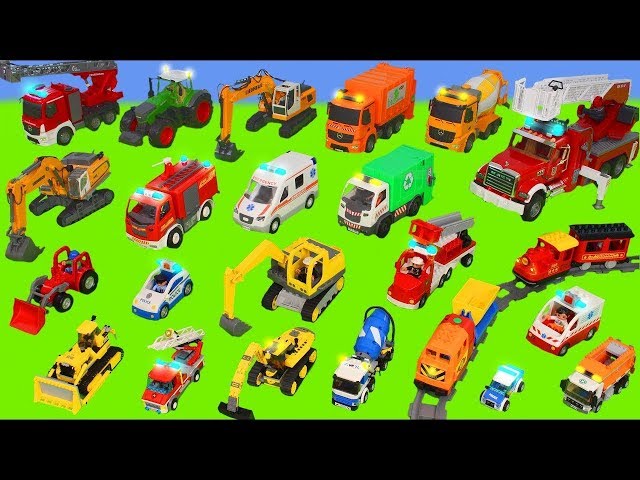 Excavator, Tractor, Fire Truck, Garbage Trucks & Police Cars Toy Vehicles for Kids class=