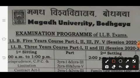 Magadh University Latest Update|Examination Program of 3 & 5 Years LLB (Hons)|MU Notice|
