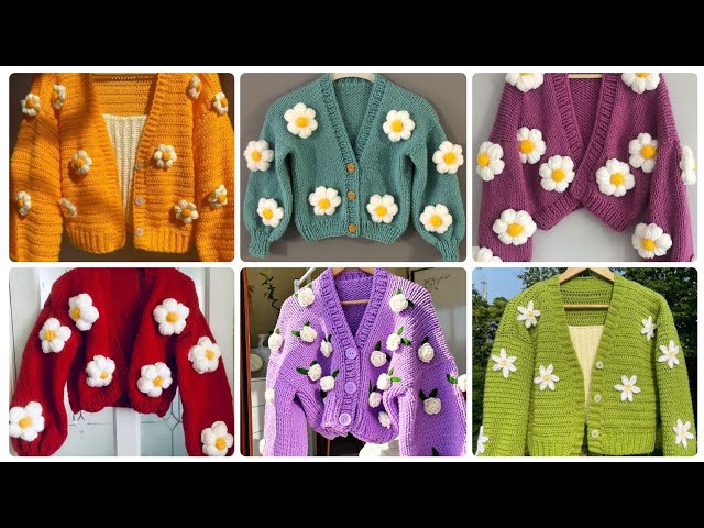 カーディガン epine allhandmade pompom flowercardigan Pom Pom Floral Chunky Cardigan (Cream) – Megoosta Fashion
