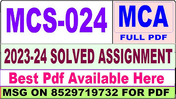 mcs 024 solved assignment 2023-24 / mcs 024 solved assignment 2024 / ignou mca 1st sem mcs024