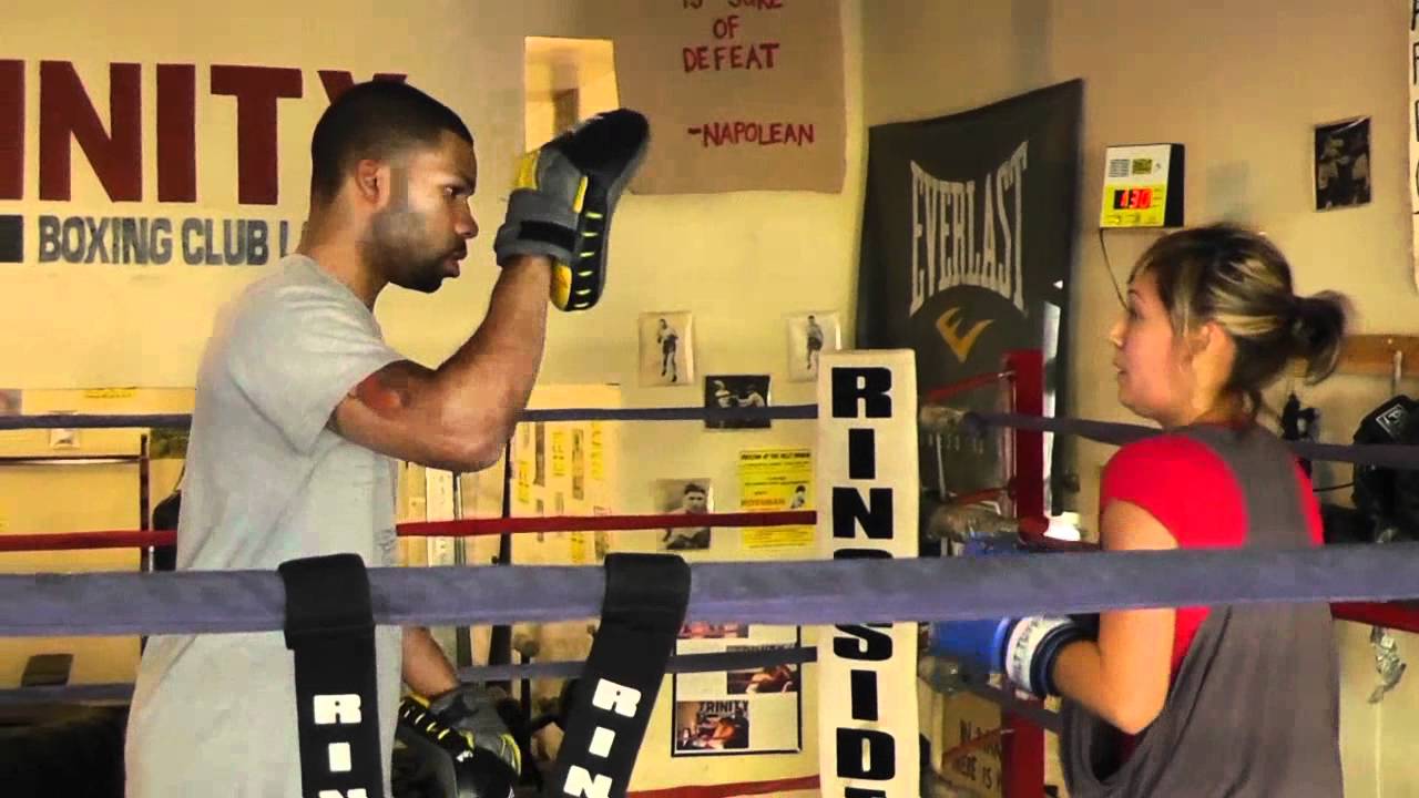 working mitts with boxing star rashad holloway