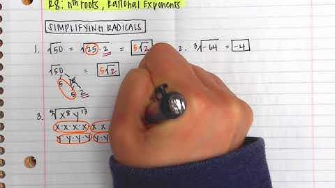 Honors Algebra 2 R8 Rational Exponents Notes